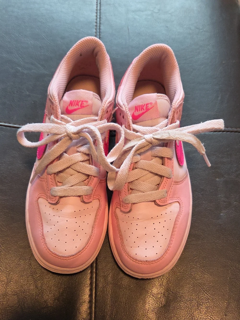 Nike Light Pink Low-Top Sneakers with Hot Pink Swoosh